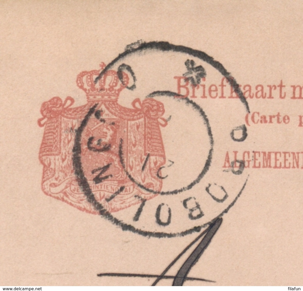 Nederlands Indië - 1908 - 5+5 Op 7,5+7,5 Cent Cijfer, Briefkaart G19b Van L WALIKOEKOEN Naar GR Probolingo - Nederlands-Indië