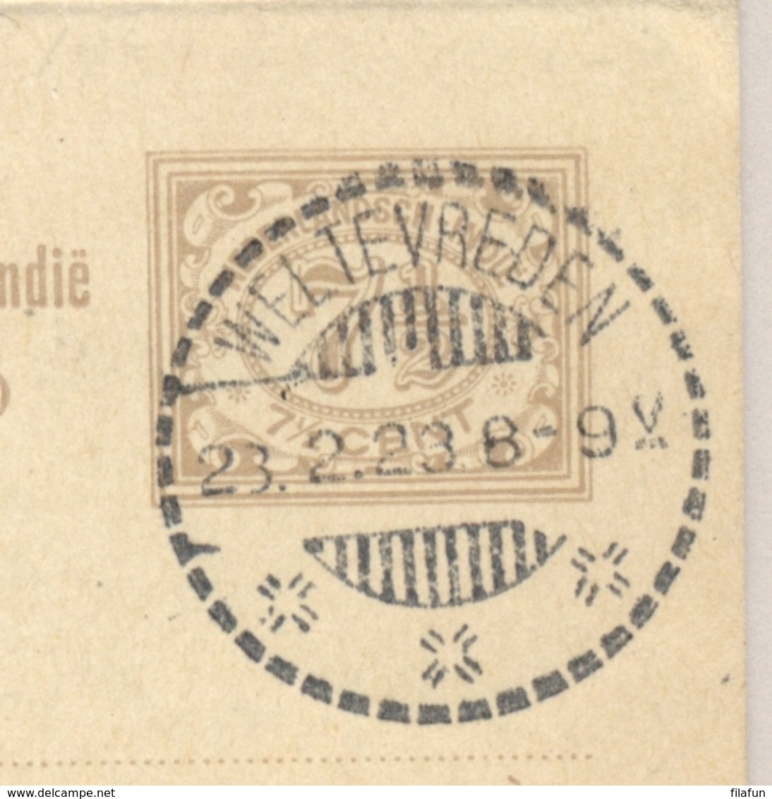 Nederlands Indië - 1923 - 7,5+7,5 Cent Cijfer, Briefkaart G30 Van Weltevreden Per Zeepost Naar Amsterdam - Nederlands-Indië