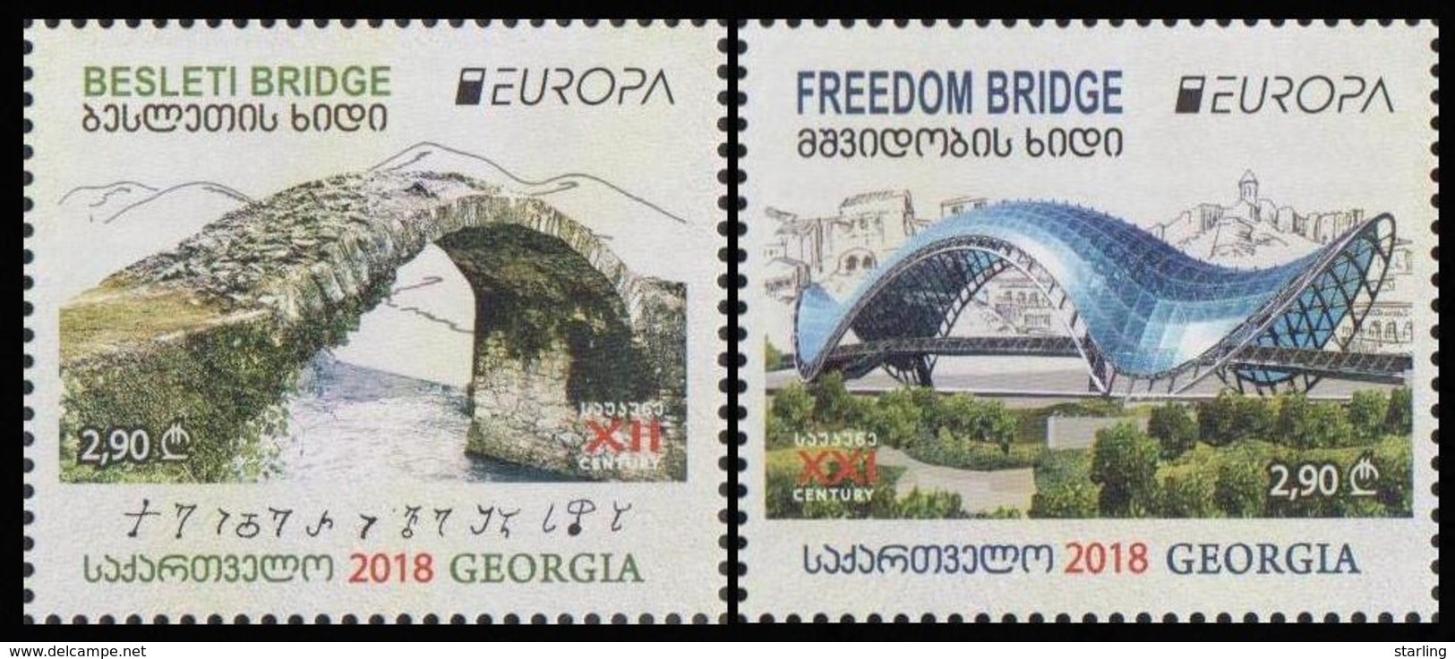 Georgia 2018 Mi# 710-711 Europe Bridges * * - 2018