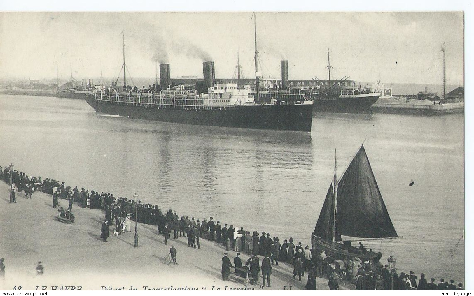 Boot - Boat - Bateaux - Ship - Shiff - 43 - Le Havre - Départ Du Transatlantique " La Lorraine " L.L. - 1916 - Port