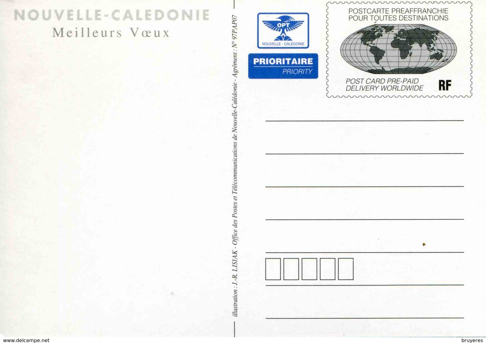 Entier Postal De 1997 Sur Carte Postale Avec Timbre "Planisphère/RF" Et  Illust. "Meilleurs Voeux" - Entiers Postaux