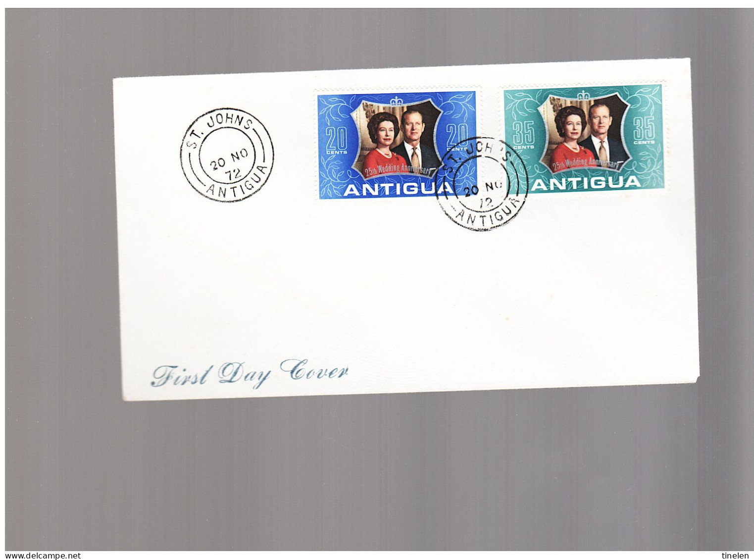 Antigua -1972 Fdc 25° Matrimonio Reali Inghilterra - Antigua E Barbuda (1981-...)