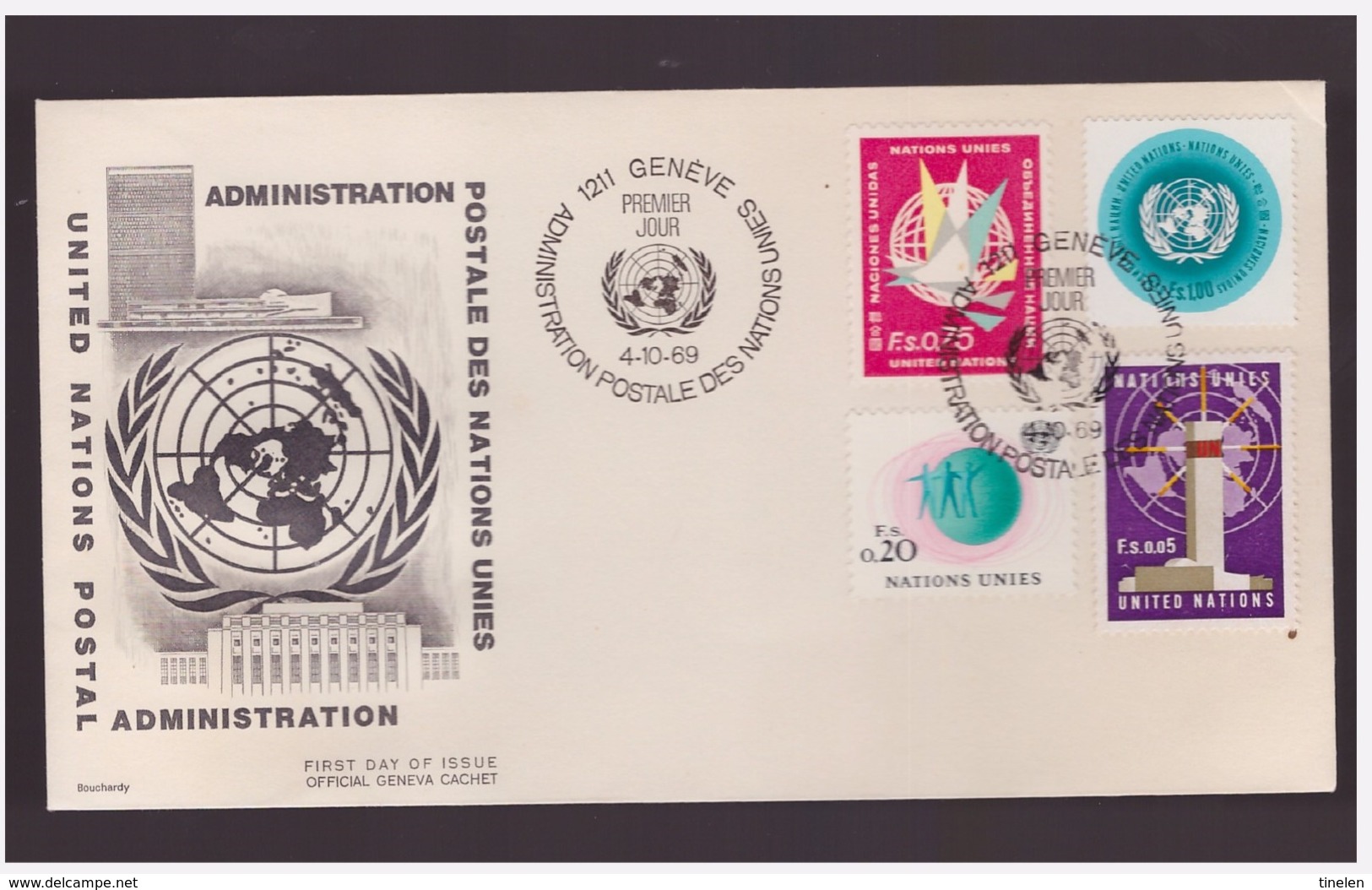 ONU - GINEVRA BUSTA FDC 4 10 1969 - ONU