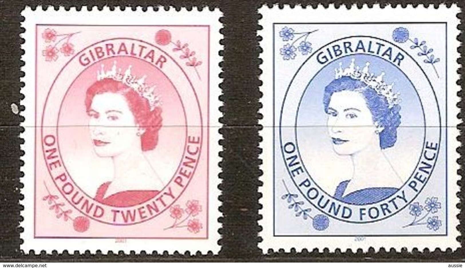 Gibraltar 2001 Yvertn° 977-978 *** MNH  Cote 13,00 Euro Série Courante Reine Elizabeth II - Gibraltar
