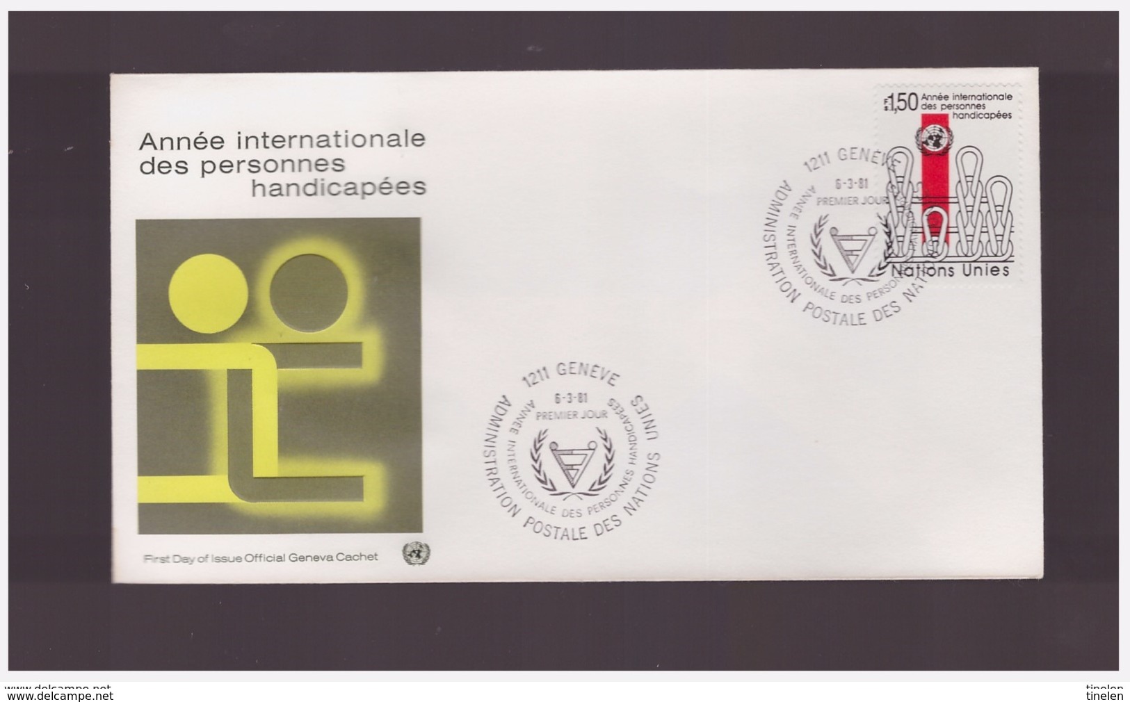 ONU GINEVRA- 6 3 1981 BUSTA FDC ANNO INTERNAZIONALE DELLE PERSONE ANDICAPPATE - UNO