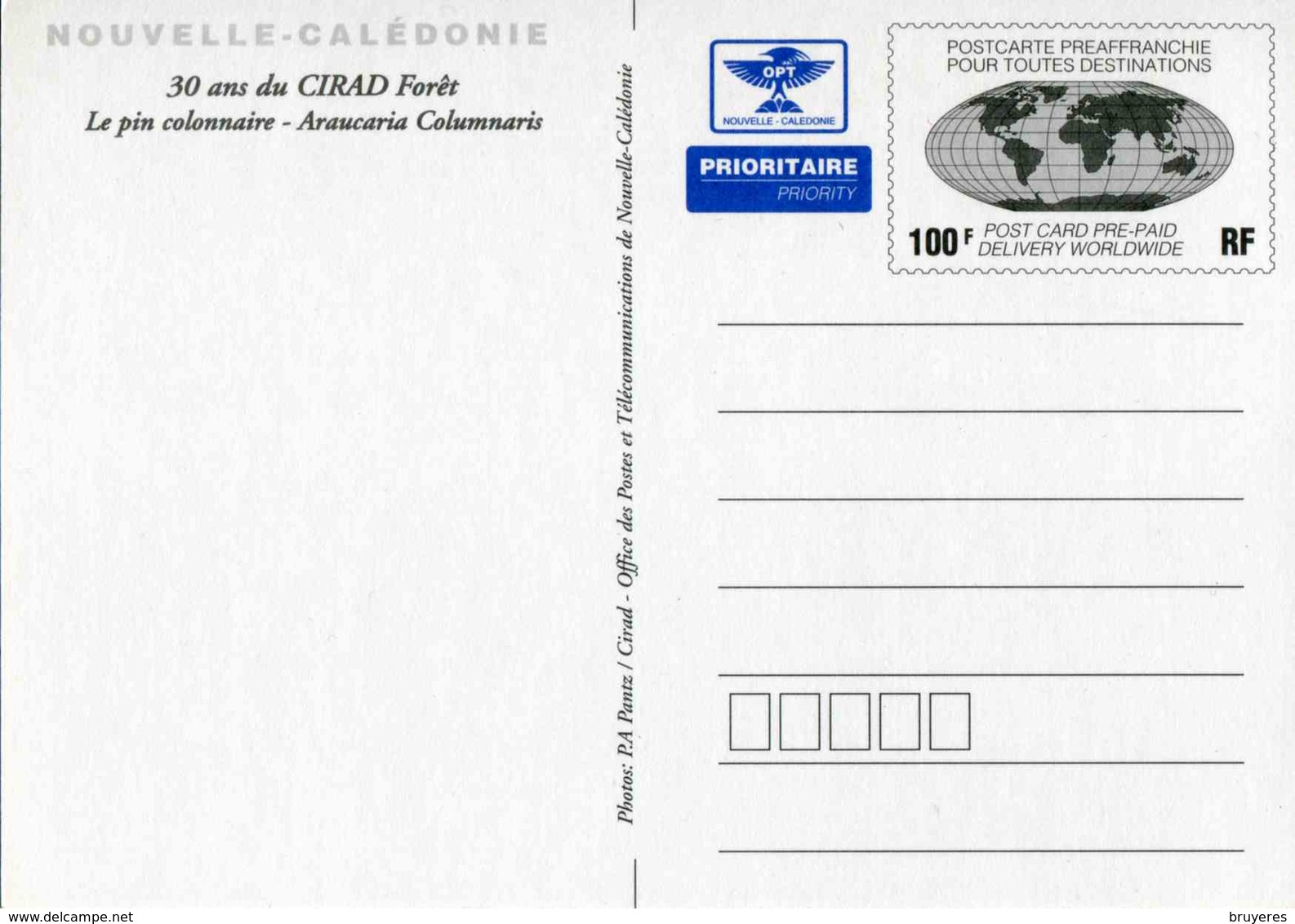 Entier Postal De 1997 Sur Carte Postale Avec Timbre "Planisphère/100F" Et  Illustration "30 Ans CIRAD Forêt " - Ganzsachen