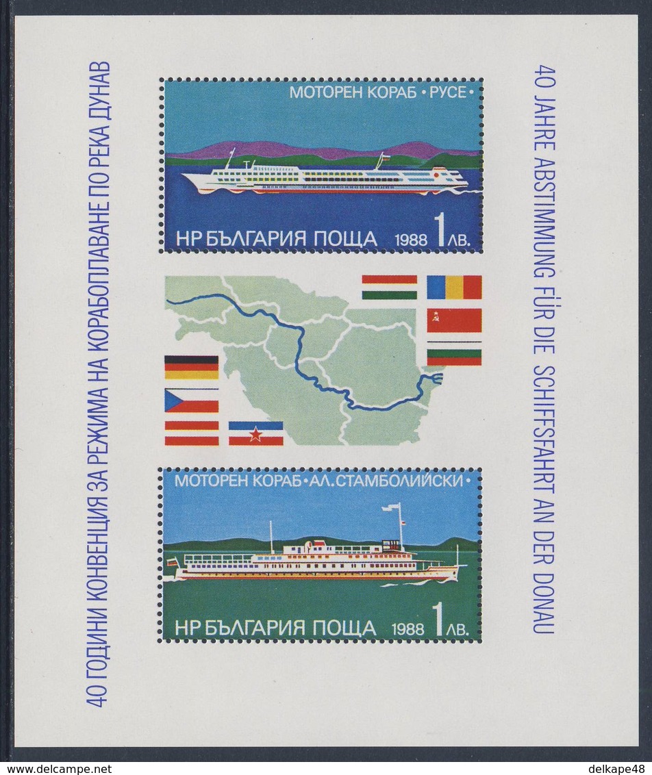 Bulgaria Bulgarien 1988 B 181 A (=Mi 3714 /5A ** 40th Ann. Danube Navigation Convention / Donauschifffahrtkonvention - Boten