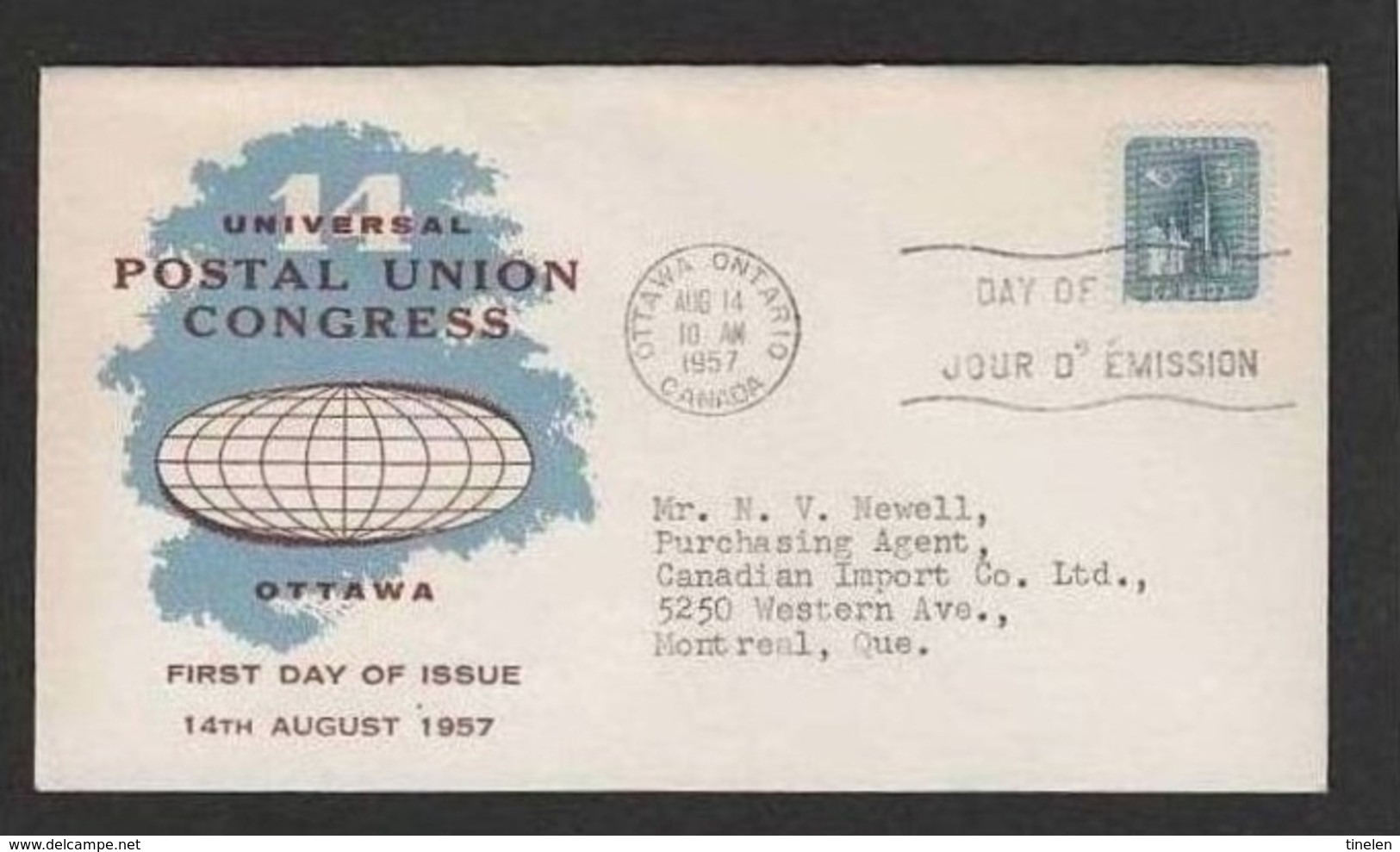 CANADA - 14 8 1957  UPU FDC - U.P.U.