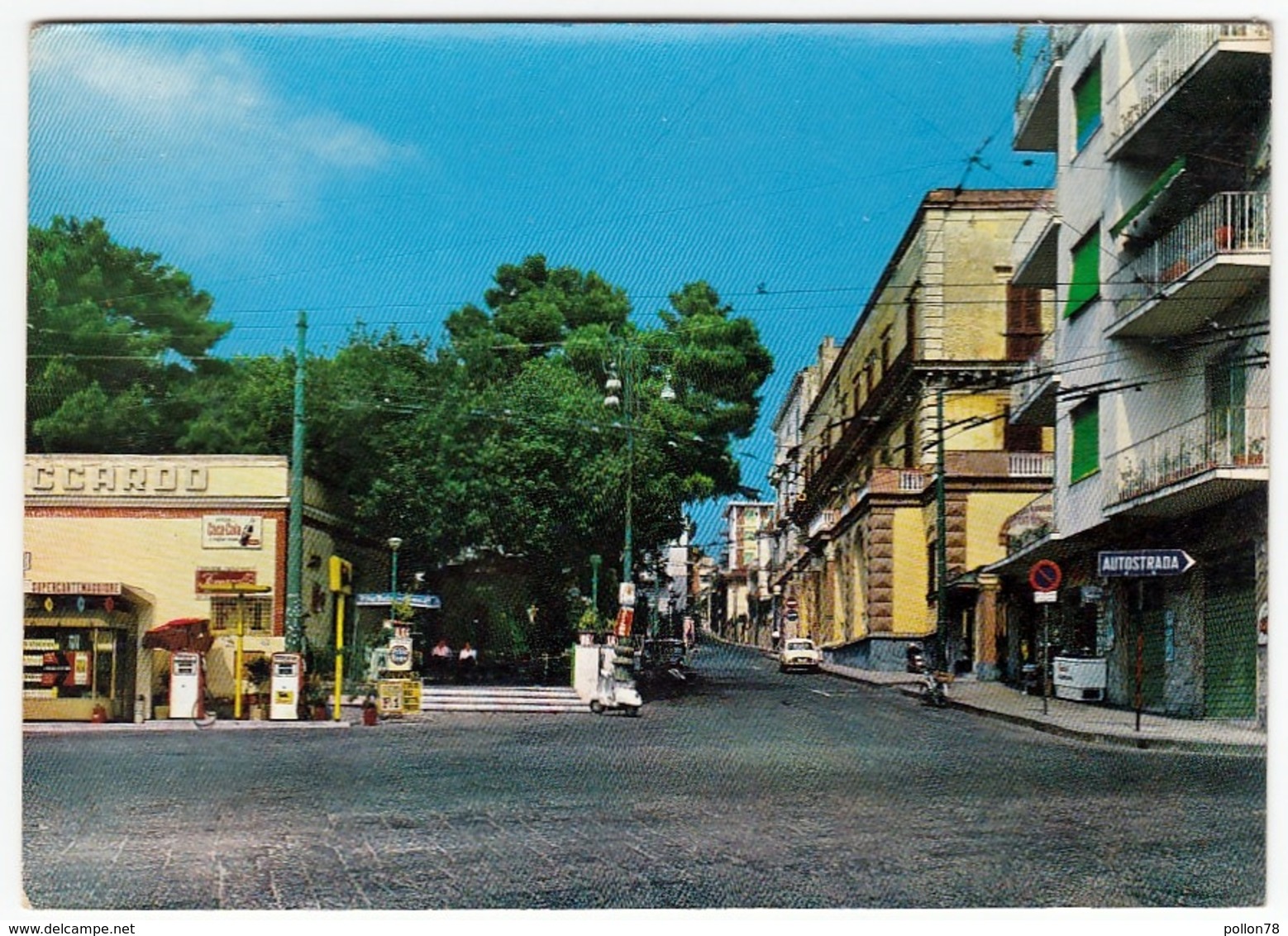 PORTICI - PIAZZA BELLAVISTA E PENSIONE POLI - NAPOLI - 1966 - Distributore Benzina - Portici