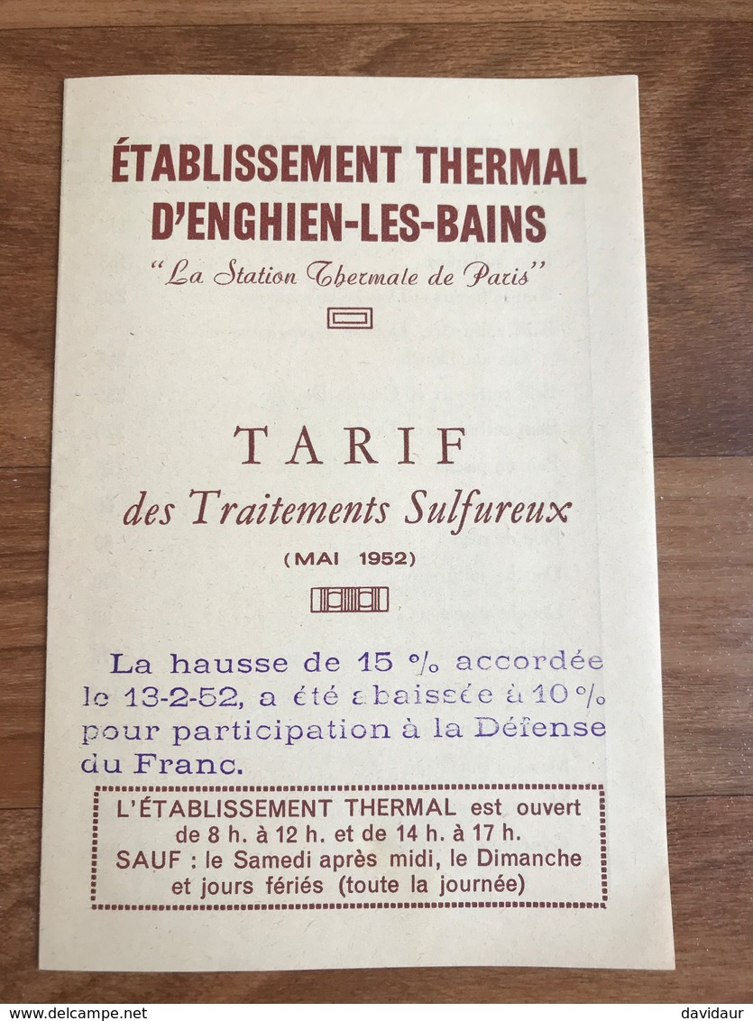 Dépliant Etablissement Thermal D'Enghien Les Bains - Dépliants Touristiques