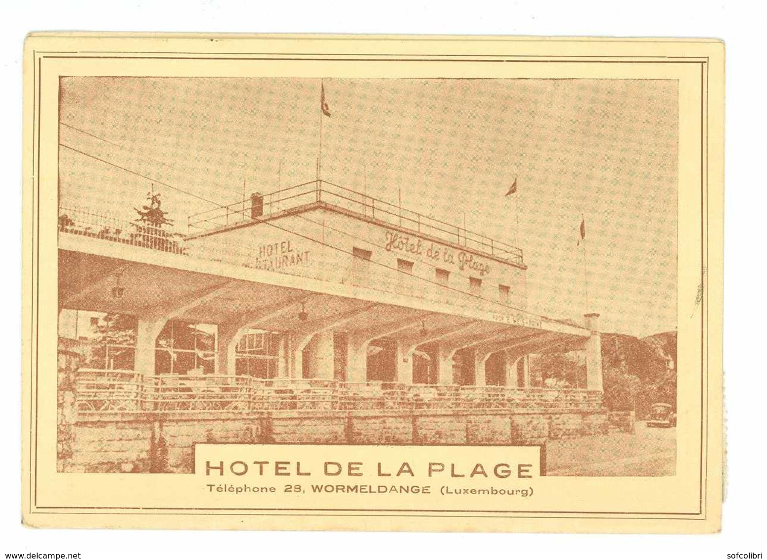 LUXEMBOURG -- WORMELANGE - HOTEL DE LA PLAGE (carte Double Et Menu Saison 1954) - Autres & Non Classés