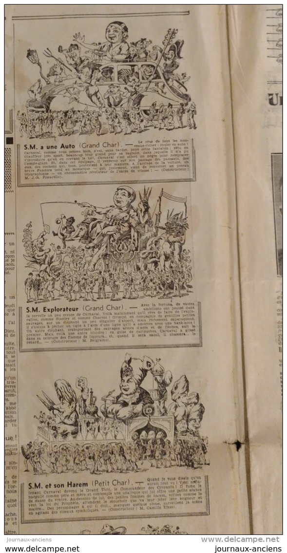 1937 Journal L'ECLAIREUR NICE - FETES DE NICE - S.M CARNAVAL - LE CORSO CARNAVALESQUE - RALLYE DE MONTE CARLO