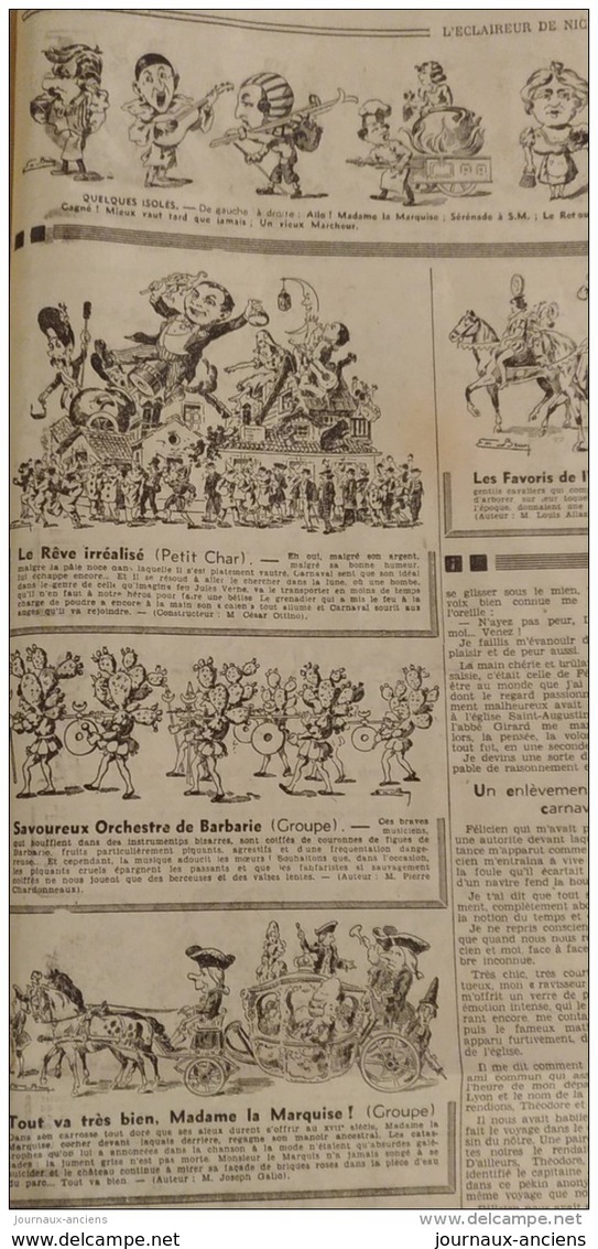 1937 Journal L'ECLAIREUR NICE - FETES DE NICE - S.M CARNAVAL - LE CORSO CARNAVALESQUE - RALLYE DE MONTE CARLO