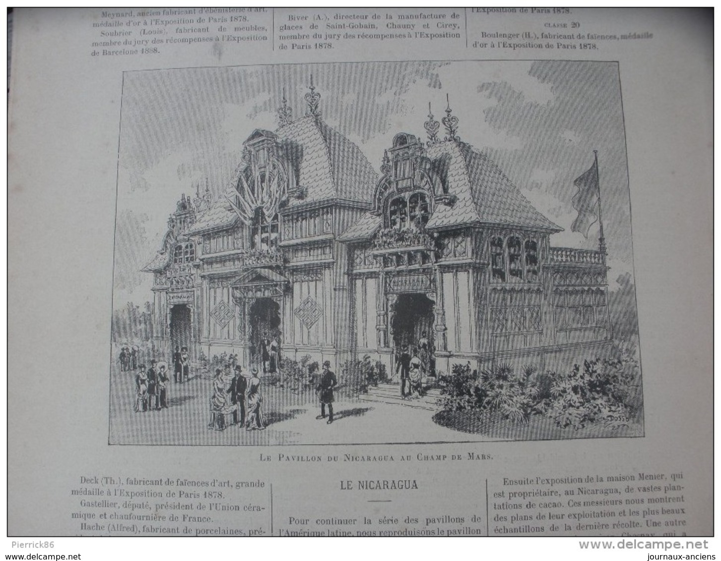 L'EXPOSITION DE PARIS 1889 LES COMITES DE L'EXPOSITION / DINER A L'EXPOSITION / PAVILLON DU NICARAGUA / BEAUX ARTS - 1850 - 1899