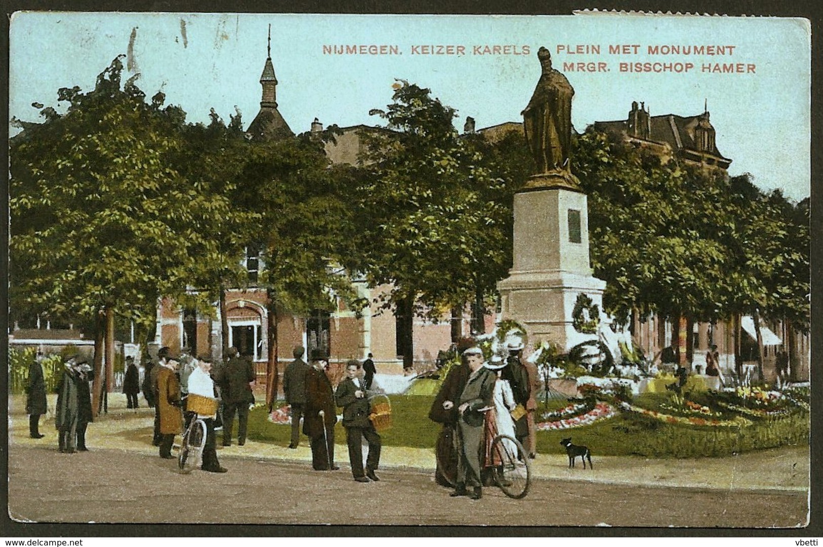 Nederland / Netherlands: Nijmegen (Nimeguen), Keizer Karels Plein Met Monument MRGR. Bisschop Hamer 1907 - Nijmegen