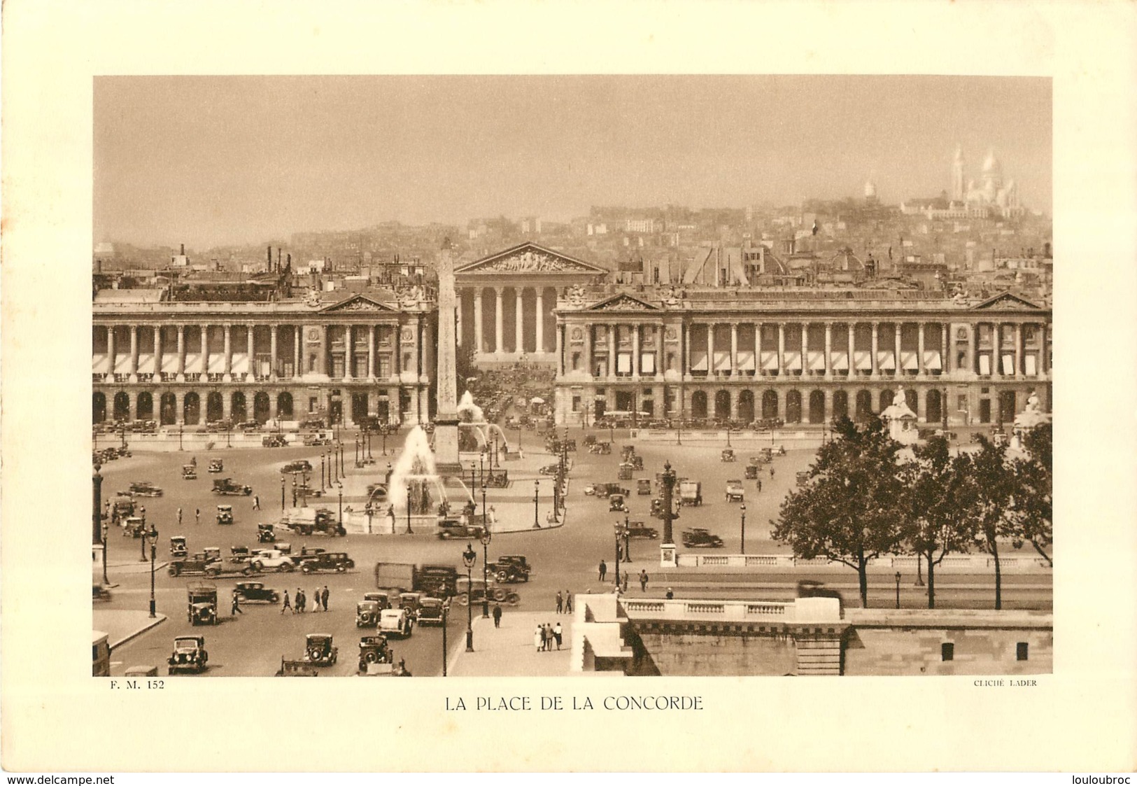 GRAVURE  PARIS LA PLACE DE LA CONCORDE CLICHE LADER  FORMAT  29 X 20 CM - Estampes & Gravures