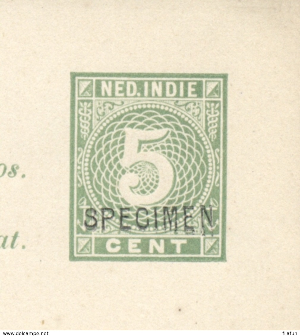 Nederlands Indië - 1887 - 5 Cent Cijfer, Briefkaart G8a Met SPECIMEN - Ongebruikt - Nederlands-Indië