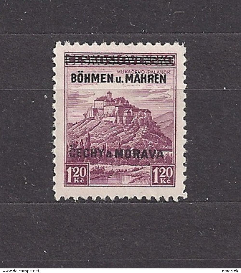 Bohemia & Moravia 1939 MNH ** Mi 11 Sc 11 Stamps Of Czechoslovakia Overprinted In " BÖHMEN U. MAHREN / ..." . - Ungebraucht