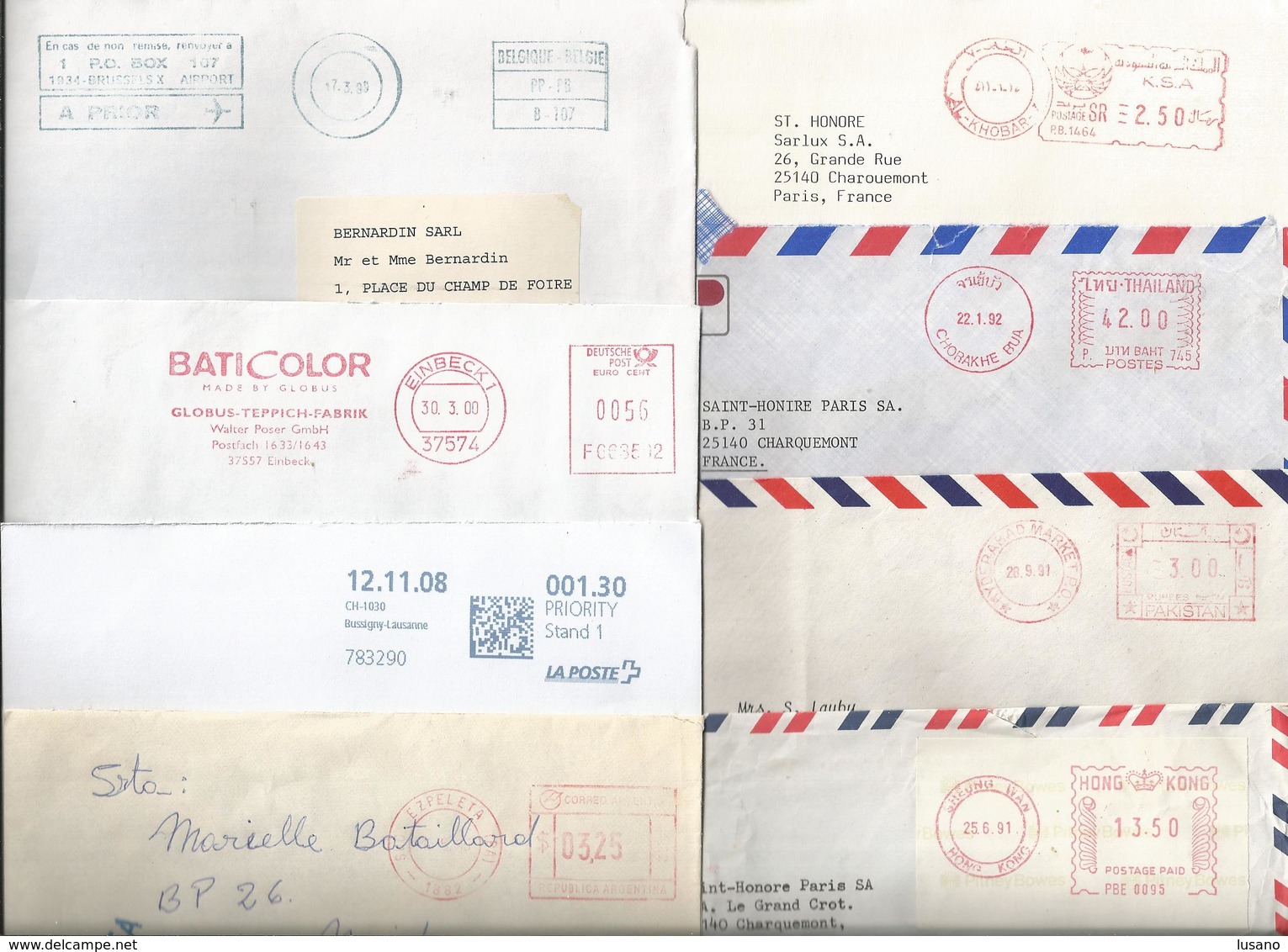 Lot De 20 Enveloppes En Provenance De Divers Pays Avec EMA - Collections (without Album)