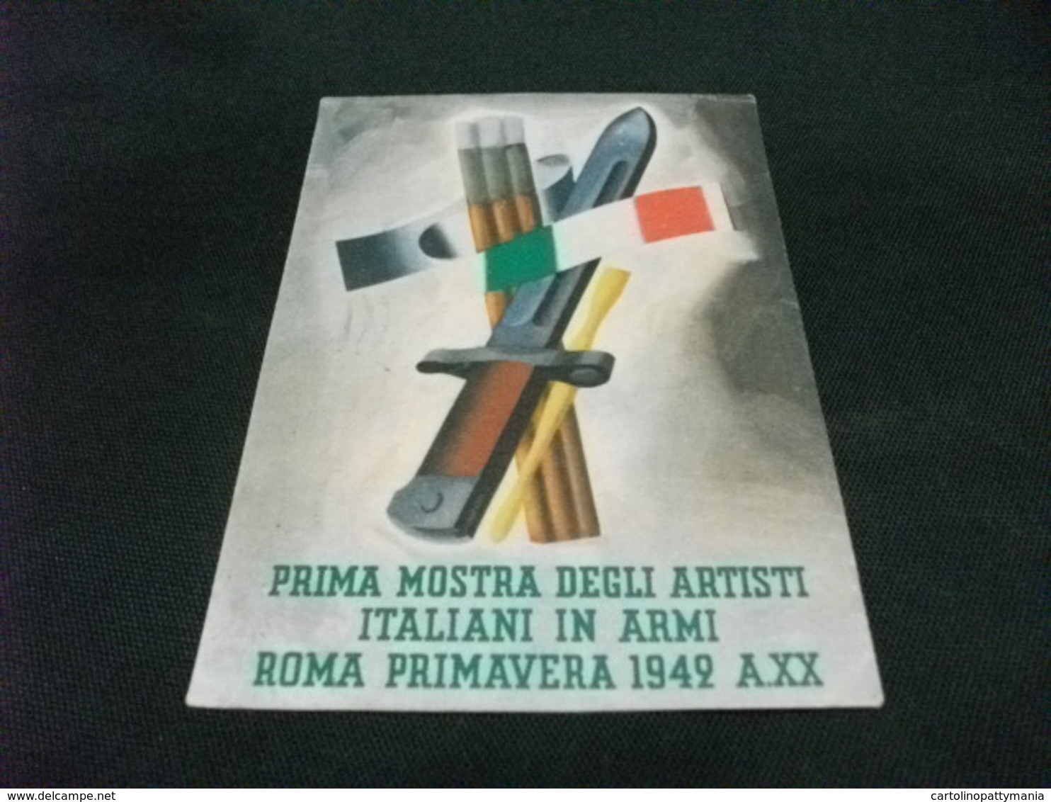 1° MOSTRA DEGLI ARTISTI ITALIANI IN ARMI ROMA PRIMAVERA 1942 A.XX ANNULLO PNF. - Mostre, Esposizioni