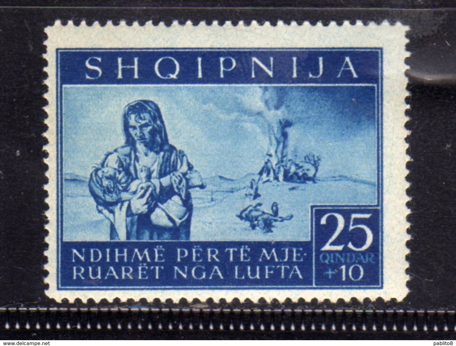 ALBANIA OCCUPAZIONE TEDESCA GERMAN OCCUPATION 1944 PRO SINISTRATI 25Q+10Q MNH - Occup. Tedesca: Albania