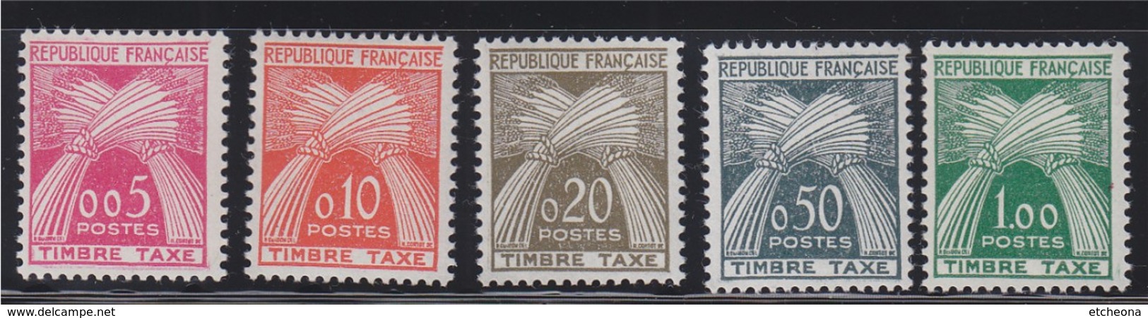 = Timbres Taxes Série Gerbes République Française 5 Timbres N°90 91 92 93 94 Neufs - 1960-.... Mint/hinged