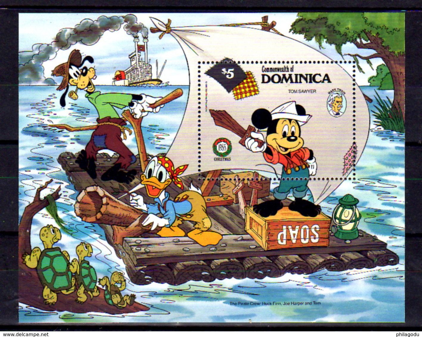 1985   Dominique 1985, 150° De Mark Twain, Mickey Pirate, Bf 103**, Cote 12 €,  Studio Disney - Disney