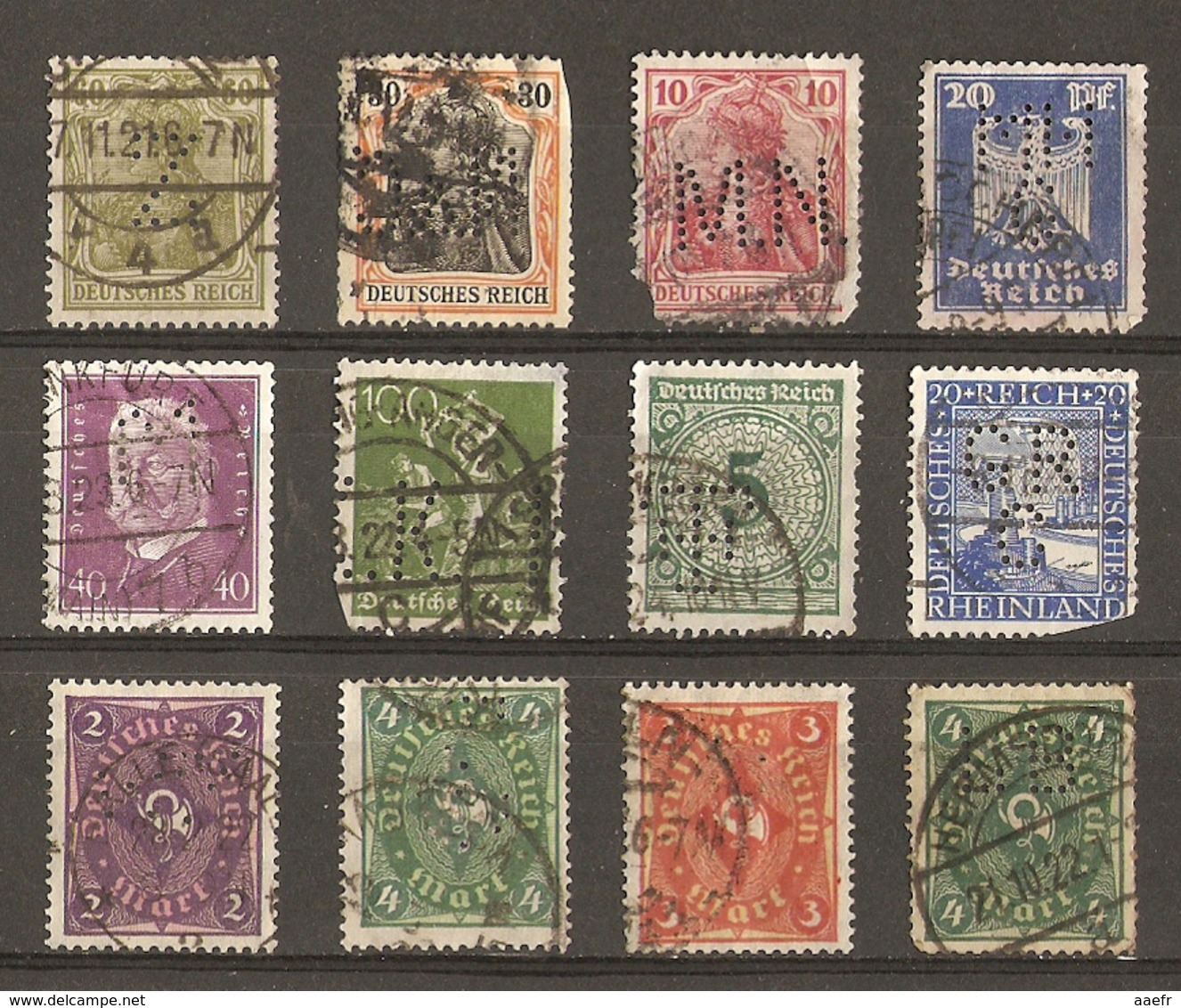 Allemagne - PERFINS - PERFORES - Petit Lot De 12° - Vrac (max 999 Timbres)