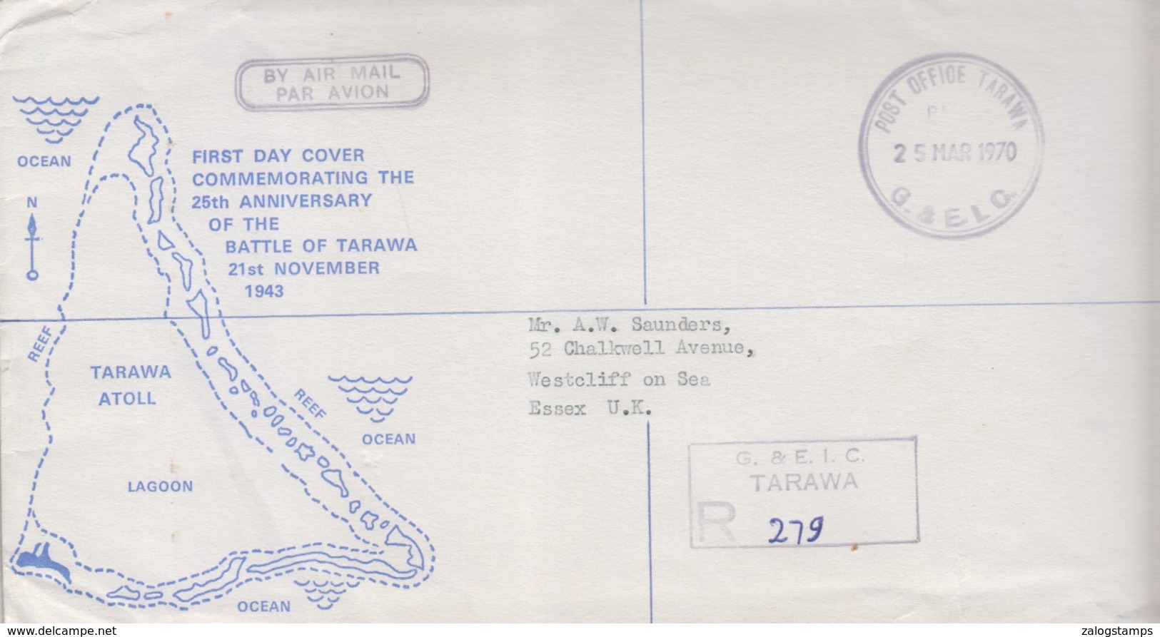 Tarawa Airmail Cover To UK, Stamp,   (A-589) - Oceania (Other)