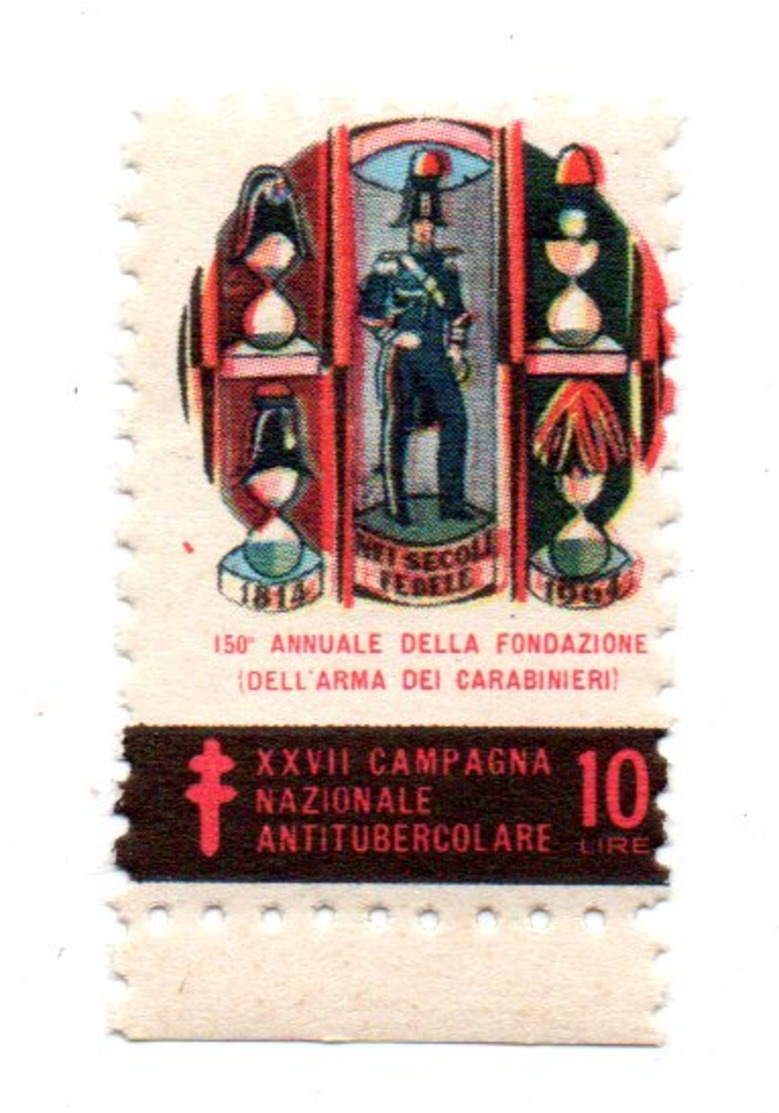 Erinnofilo 1964   150° Annuale Della Fondazione Dell'Arma Dei Carabinieri   Lire 10  Nuovo - Erinnofilia