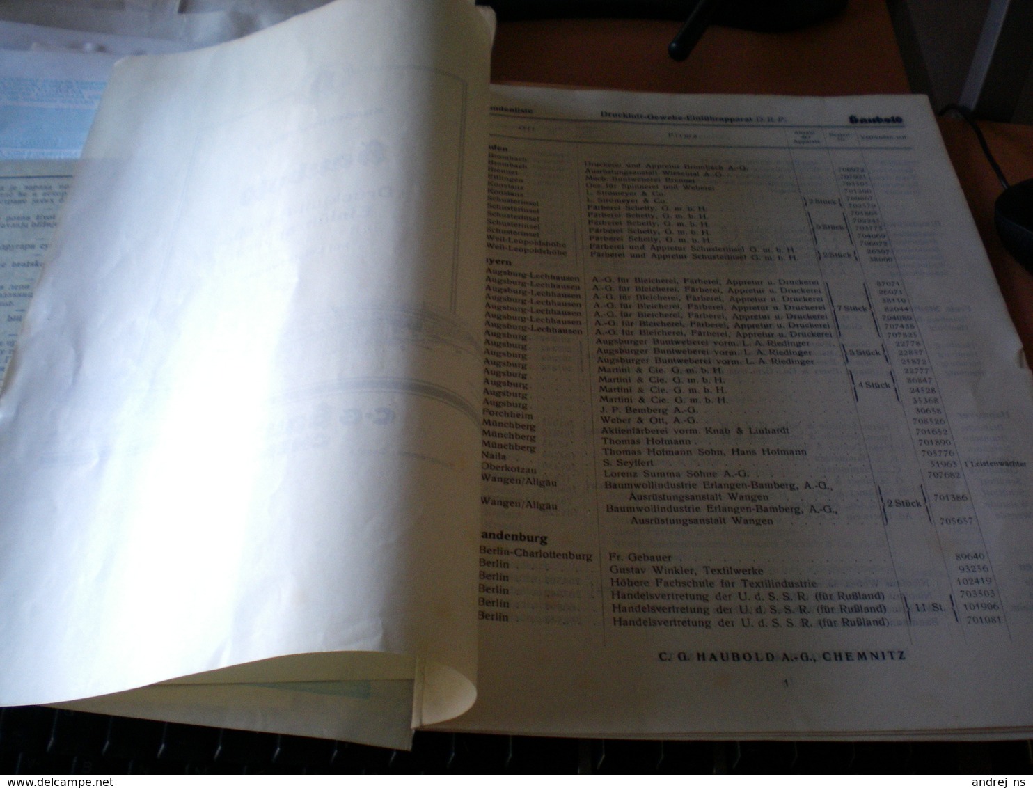 C G Hanbold A G Chemnitz Druckluft Gewebe Einfuhrappart  D R P Und Auslandspatente Mit Leistenwacher 19 Pages - Straßenhandel Und Kleingewerbe