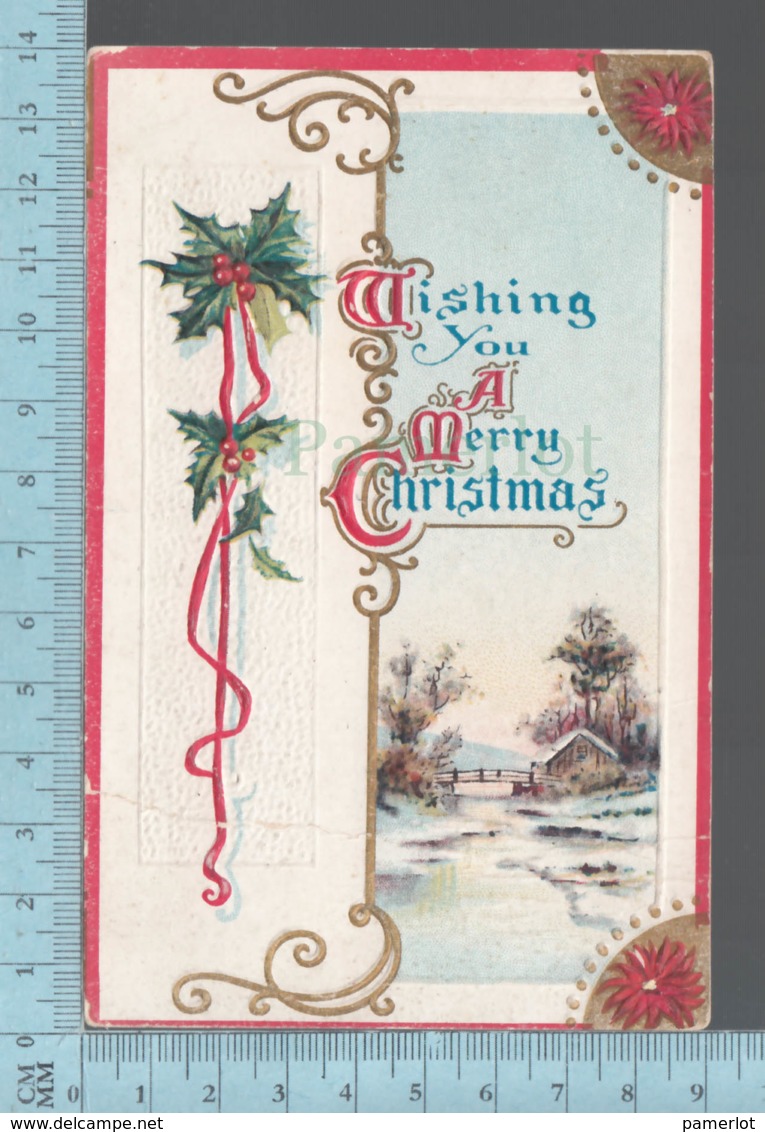 CPA -  Wishing You A Merry Christmas, Winter Scene Gui, Houx, Cover Brandon Man. C:1910  Canada  Stamp # 104 - Autres & Non Classés