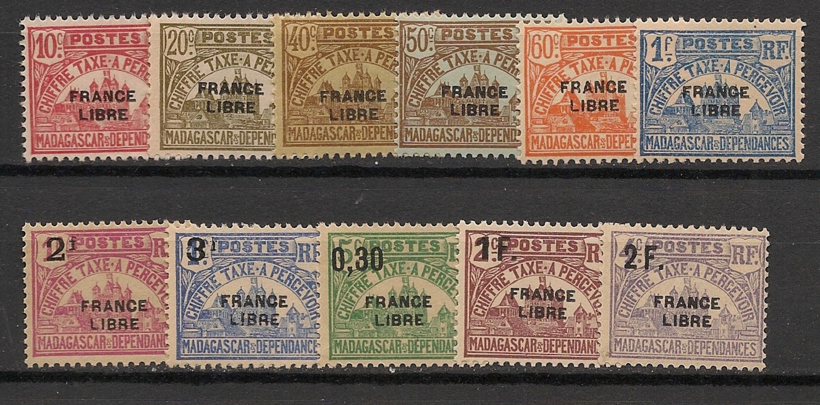 Madagascar - 1942 - Taxe TT N°Yv. 20 à 30 - Série Complète - France Libre - Neuf Luxe ** / MNH / Postfrisch - Timbres-taxe