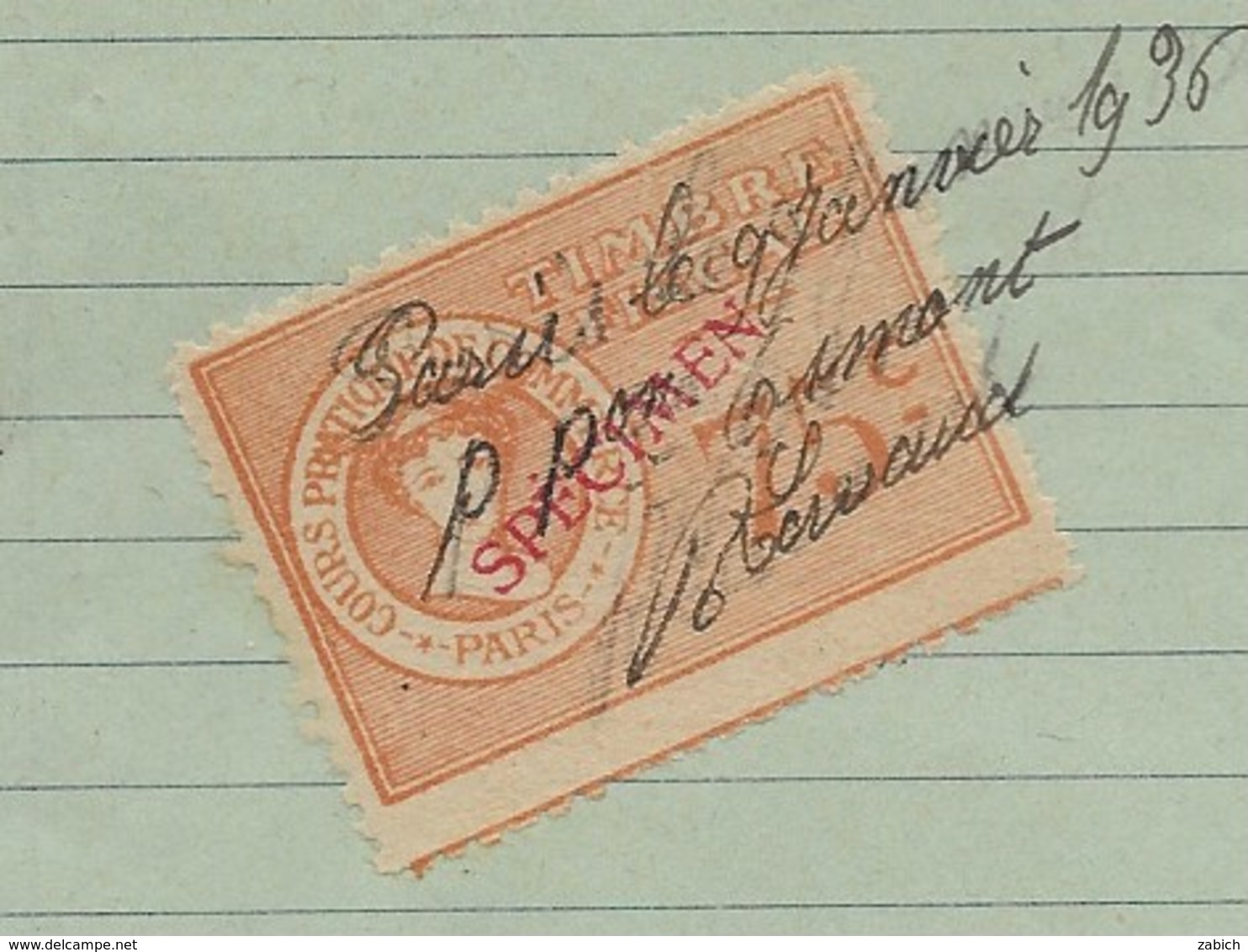 FISCAUX FRANCE FICTIF PIGIER 1936 75 C Orange Surcharge Specimen - Other & Unclassified