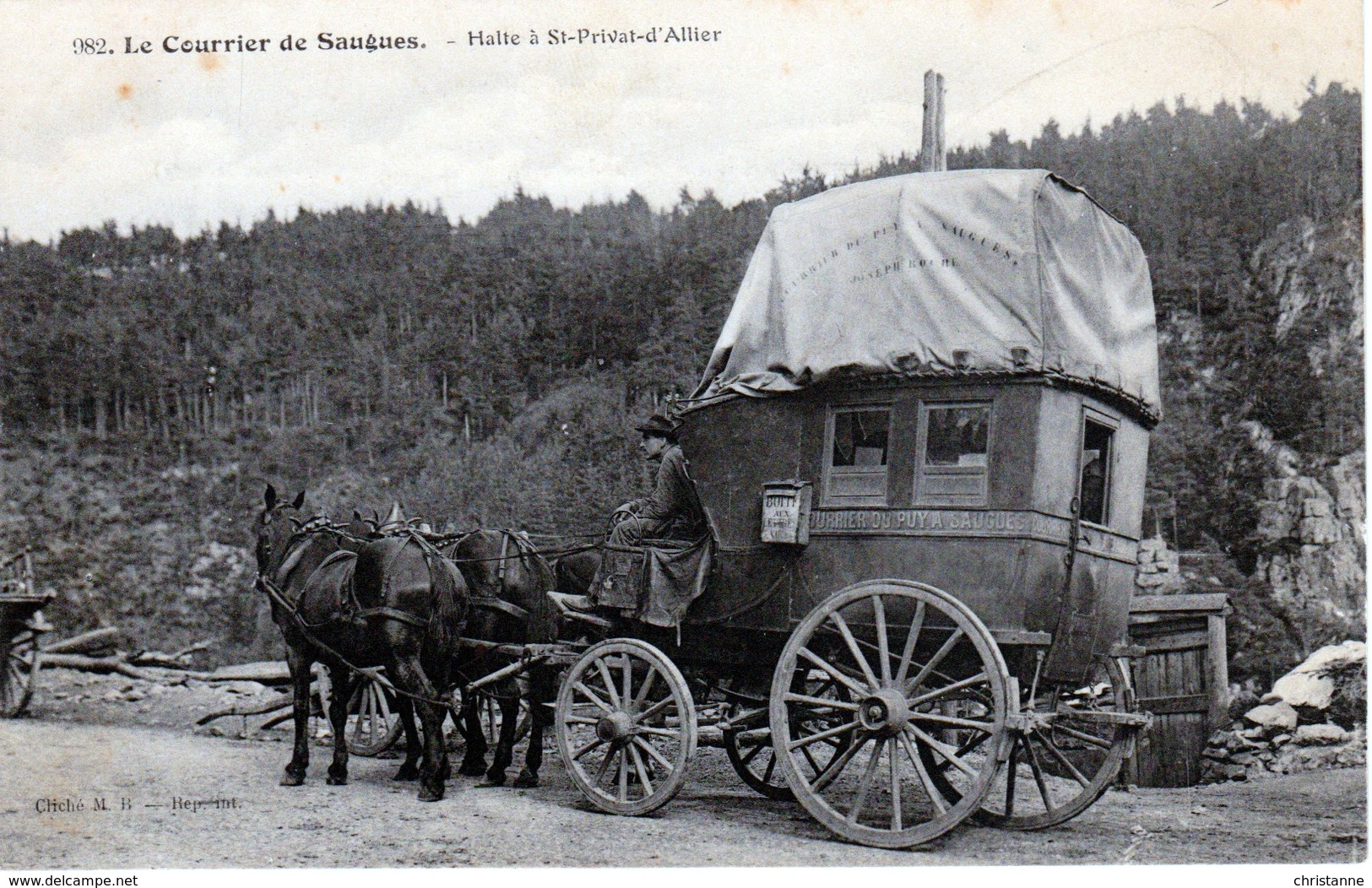 43 LE COURRIER DE SAUGUES SAINT PRIVAT D'ALLIER MALLE POSTE DILIGENCE HIPPOMOBILE - Autres & Non Classés