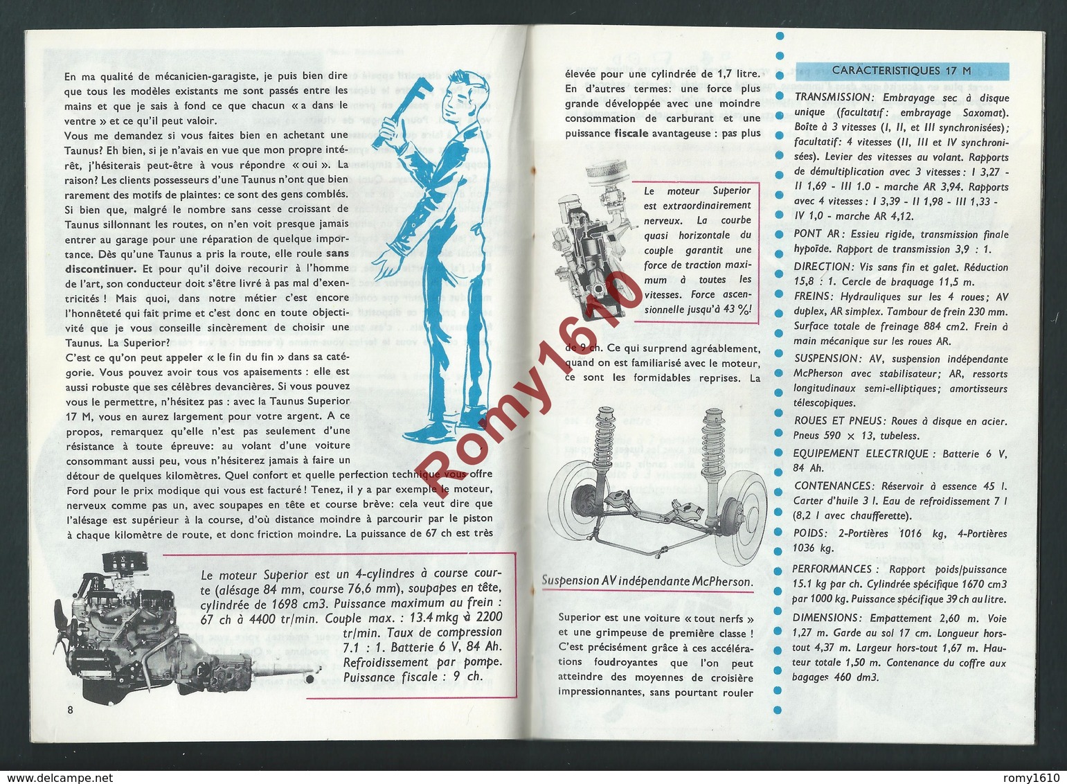 Automobiles. Catalogue Publicitaire Voitures FORD 1959. N°1. Offert Par F. Spirler Verviers. 7 Scans - Collections