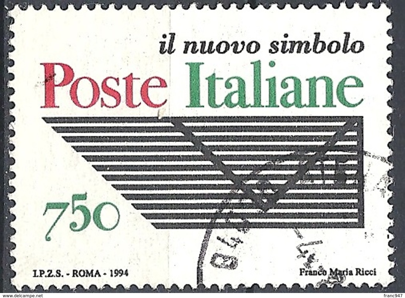 Italia, 1994 Ente "Poste Italiane", 750L # Sassone 2134 - Michel 2354 - Scott 2010  USATO - 1991-00: Oblitérés