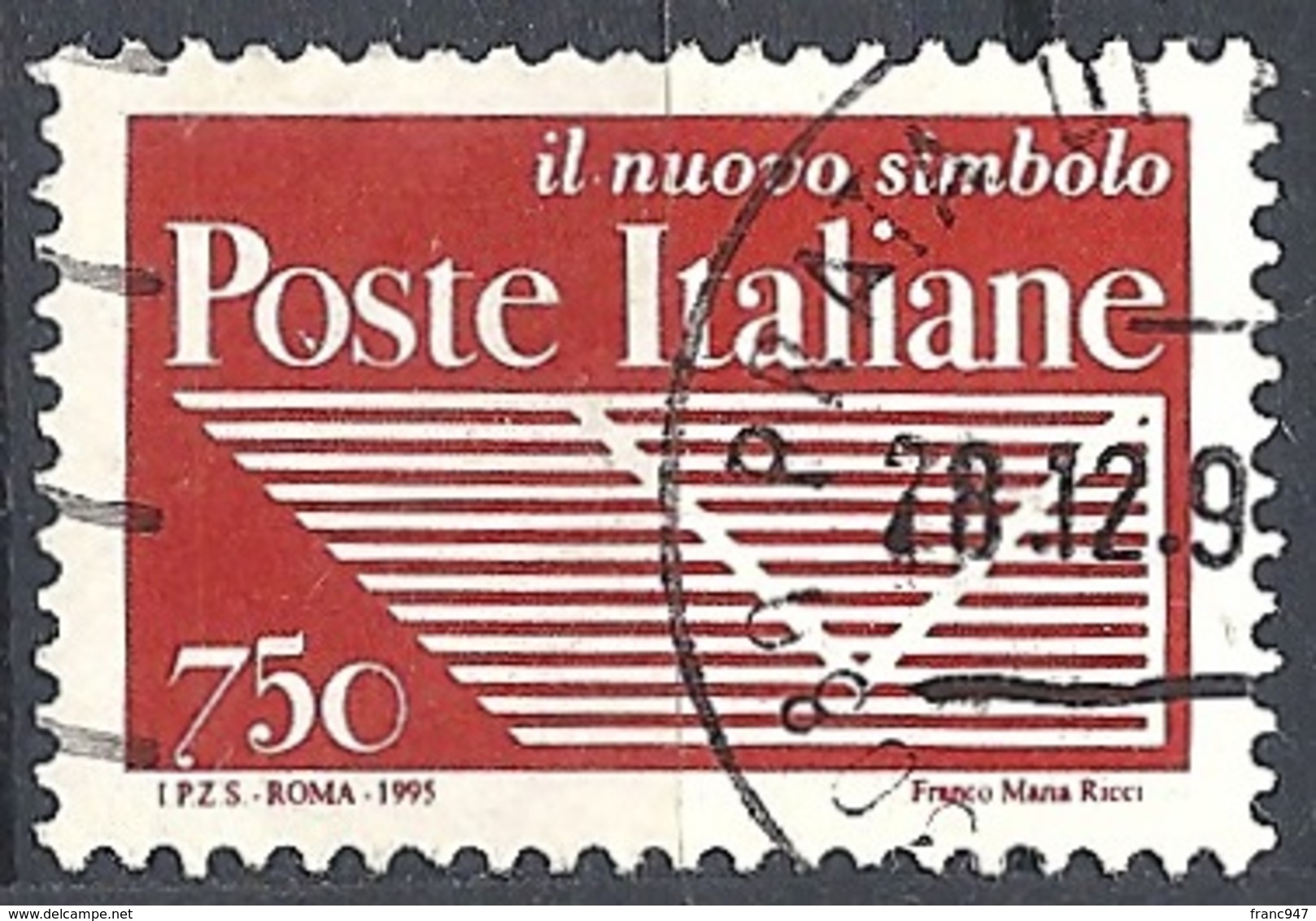 Italia, 1995 Ente "Poste Italiane", 750L # Sassone 2194 - Michel 2413A - Scott 2059  USATO - 1991-00: Used