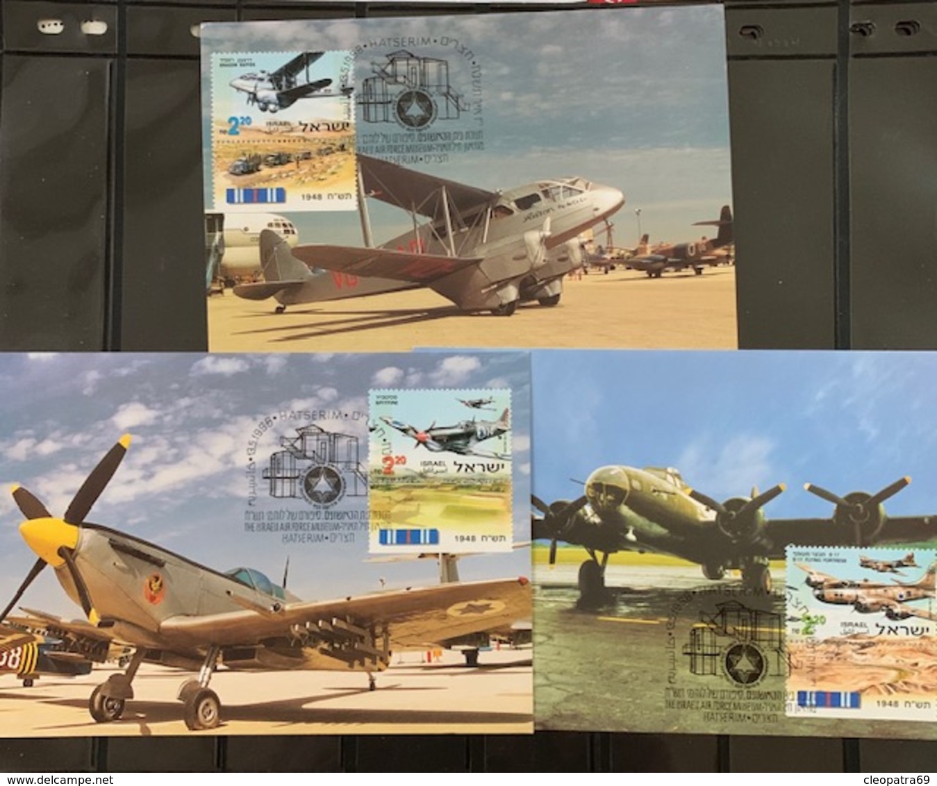 ISRAEL 1998 SET OF3 FIRST DAY OF ISSUE WITH TABS ON POST CARDS AIR FORCE AIRPLANES MAXIMUM CARDS 20012-1 - Usati (con Tab)