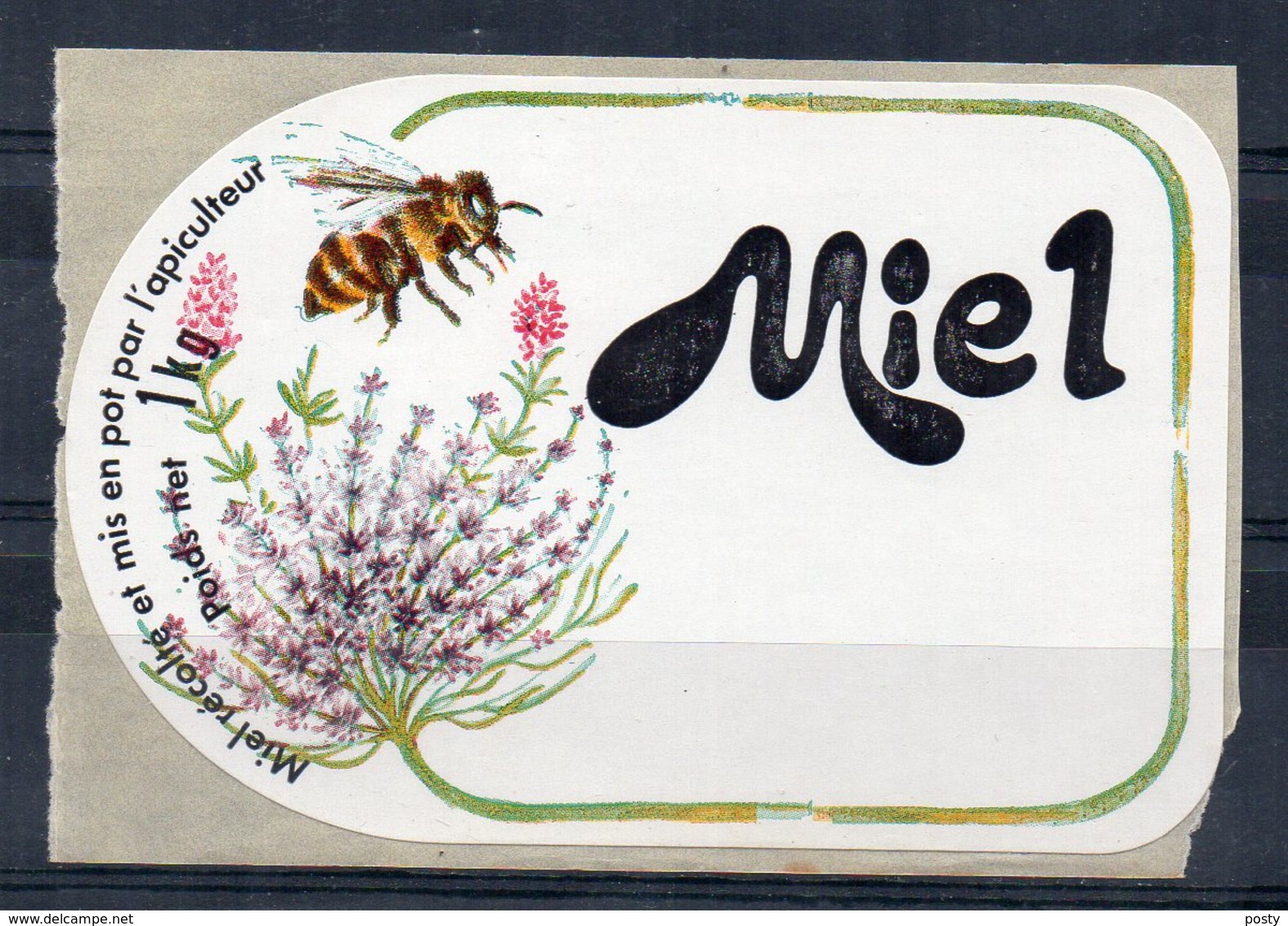 ETIQUETTE - POT DE MIEL - "Miel Récolté Et Mis En Pot Par L'apiculteur - Poids Net 1kg" - - Autres & Non Classés