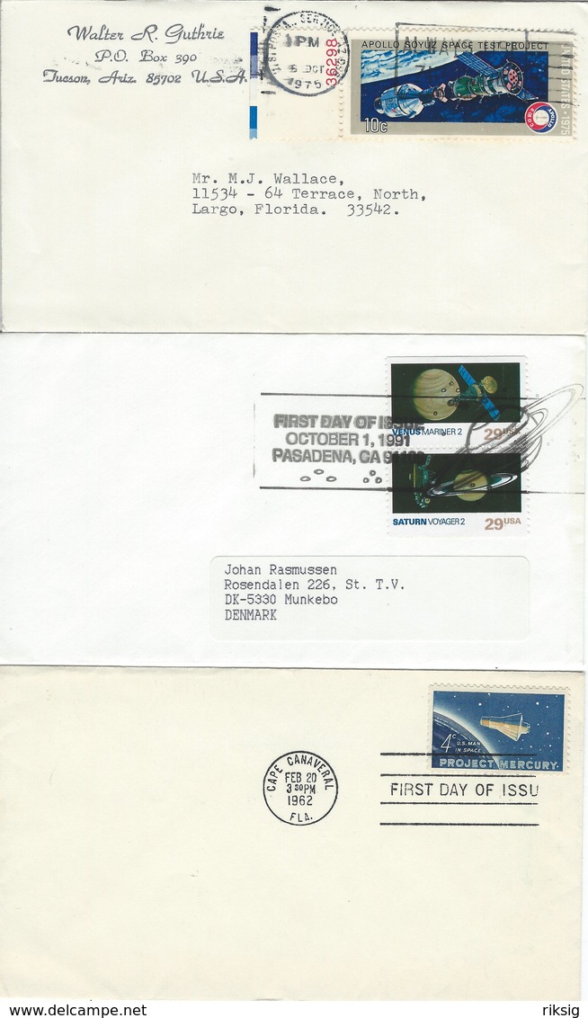 Space Stamps - 3 Covers.  United States.  H-709 - North  America