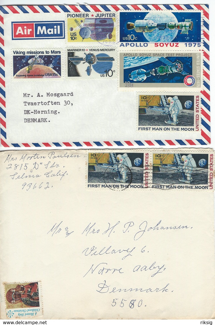 Space Stamps - 2 Covers Sent To Denmark.   United States.  # 192 # - North  America