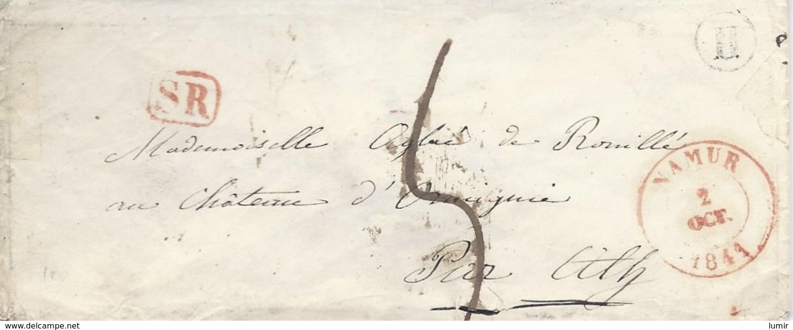 Précurseur Oblit Namur 2.10.1841+ Boite H De MOZET Et SR Vers ATH Taxé 5 - Ufficio Di Transito