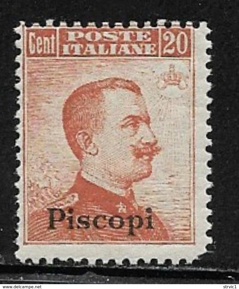 Italy Aegean Islands Piscopi, Scott # 10 Mint Hinged Unwatermarked Italy Stamp Overprinted, 1917, Round Corner, CV$95.00 - Aegean (Piscopi)