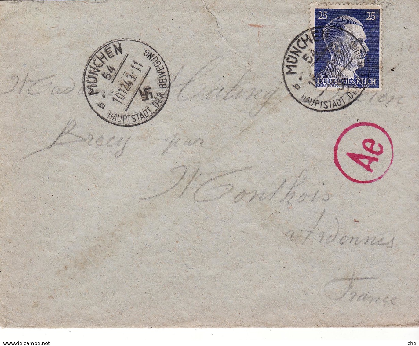 PRISONNIERS DE GUERRE 40 45  STALAG LAGER EICHE MUNICH  CENSURE OKW LETTRE AE VOIR FRAPPE POSTALE - Militaria