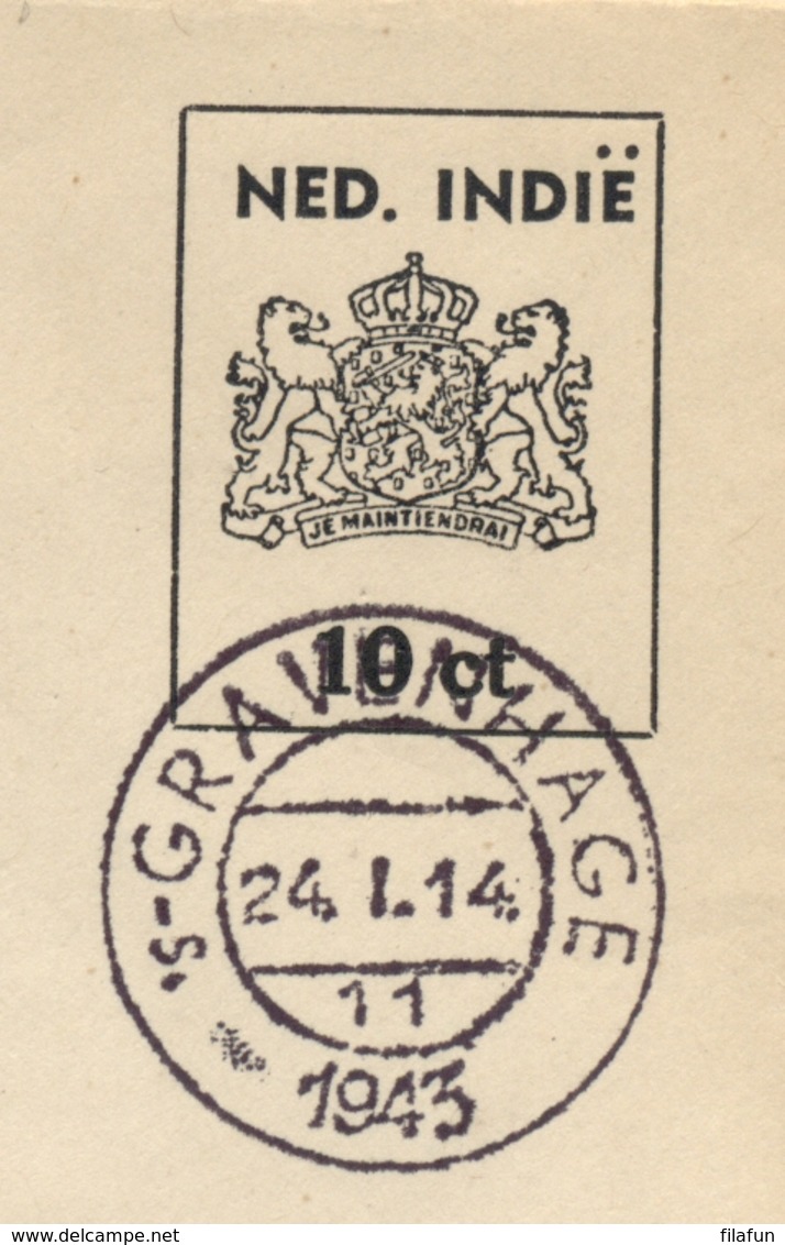 Nederlands Indië - 1947 - 10 Cent Fantasie Envelop Met Vals Stempel Van Den Haag - Nederlands-Indië