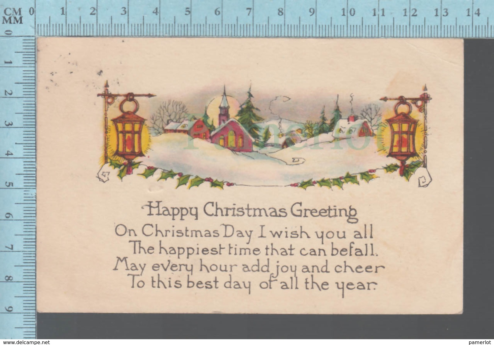 CPA - Happy Christmas Greeting, Lanterne Eglise, Used In 1926 Canada  Stamp # 105 - Autres & Non Classés