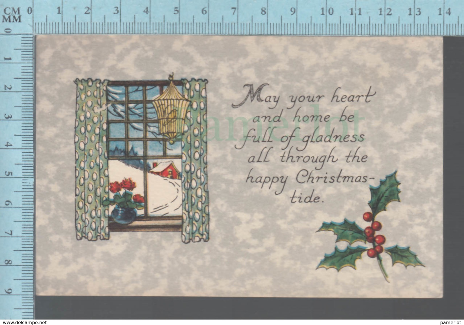 CPA -Happy Christmas Tide, Window, Gui Used  On A 1908 Canada  Stamp # 104 - Autres & Non Classés