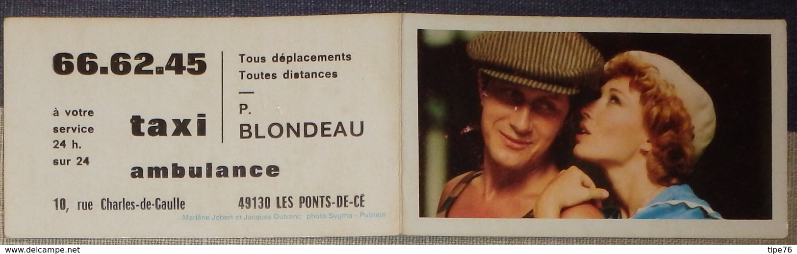 Petit Calendrier De Poche 1979 Cinéma Film Jacques Durtronc Marlène Jobert - Les Ponts De Cé - Petit Format : 1971-80
