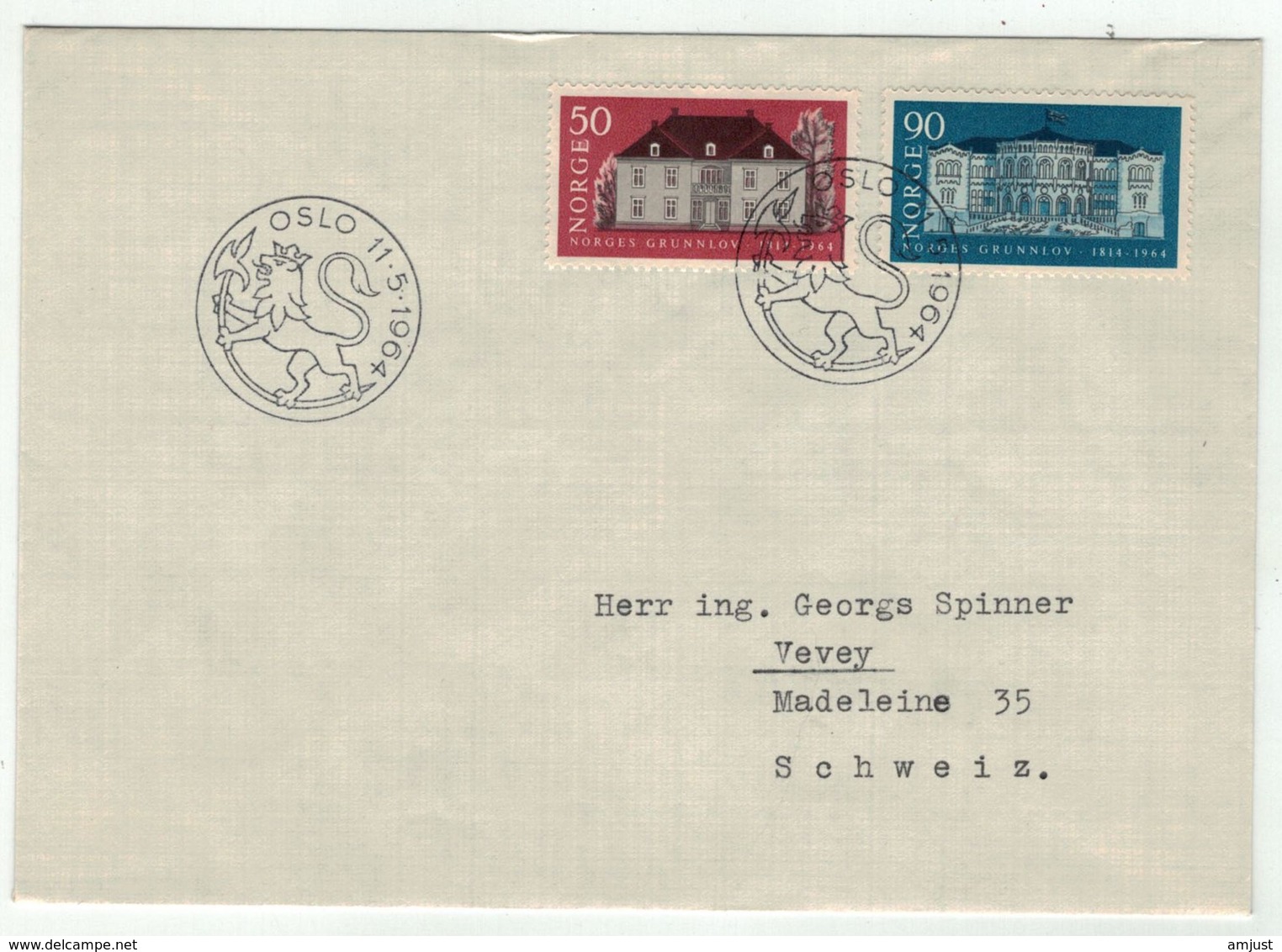 Norvège // Norge // Lettre Pour La Suisse 1er Jour 11.05.1964 - Lettres & Documents